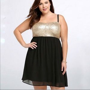 Torrid Black with Gold Sequin Dress